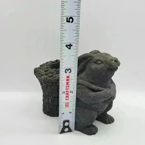 RARE Piece Rabbit Bunny Ressin Candle holder Pulling Basket - Picture 7 of 14